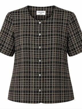 Vintage Alfred Dunner Black Cream Plaid Women's Office Button Down Shirt Sz 16